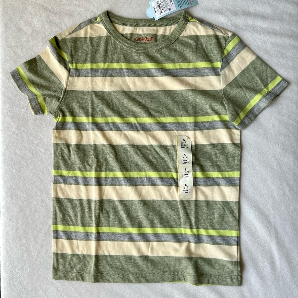 Cat & Jack Boys' Short Sleeve Striped T-Shirt S (6/7)